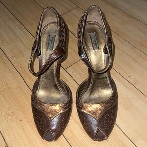 Vintage Prada heels in brown and bronze
